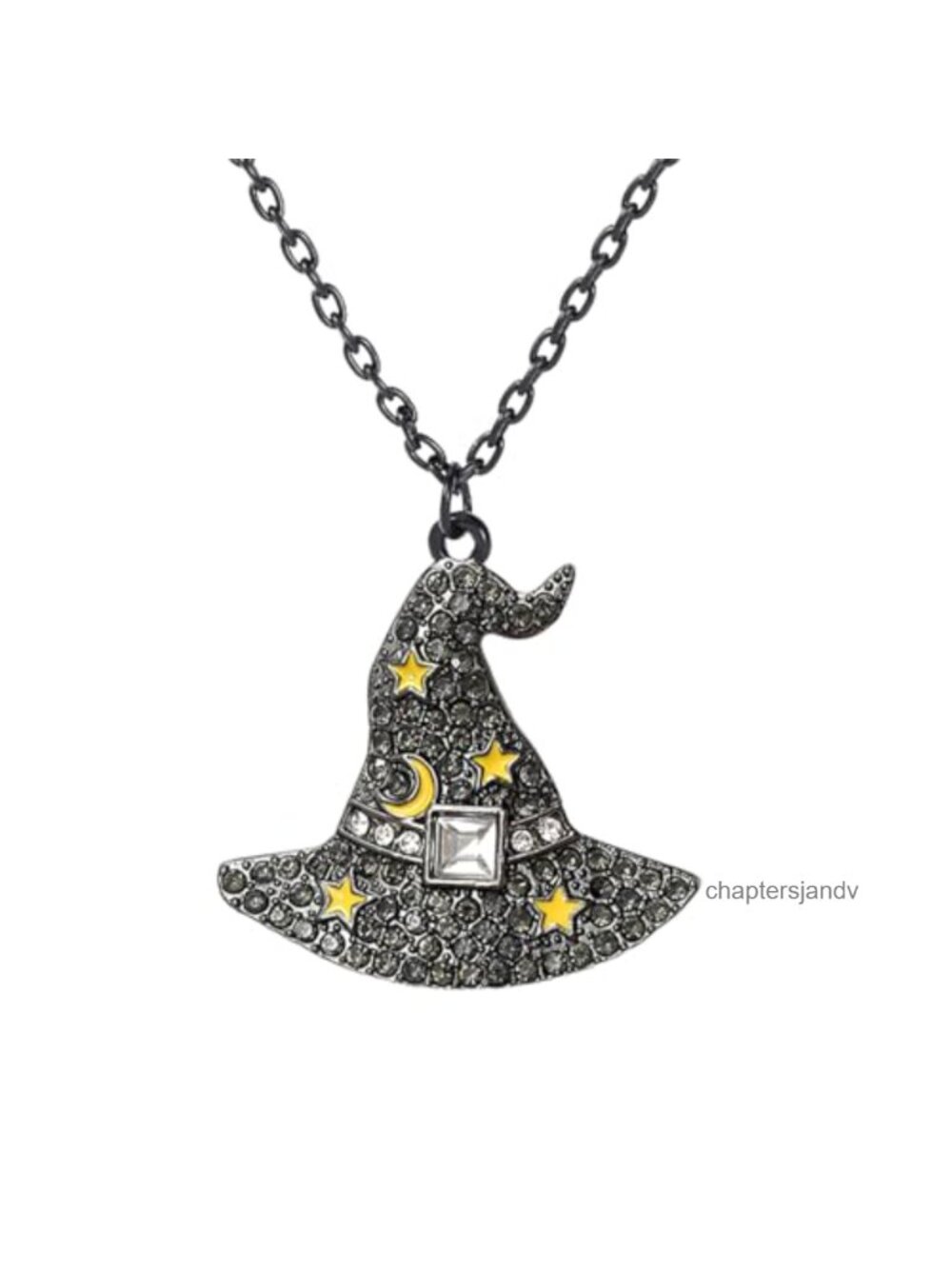 Rhinestone Halloween Pendant Necklace CZ Crystal Ghost Bat Spider Cat Witch